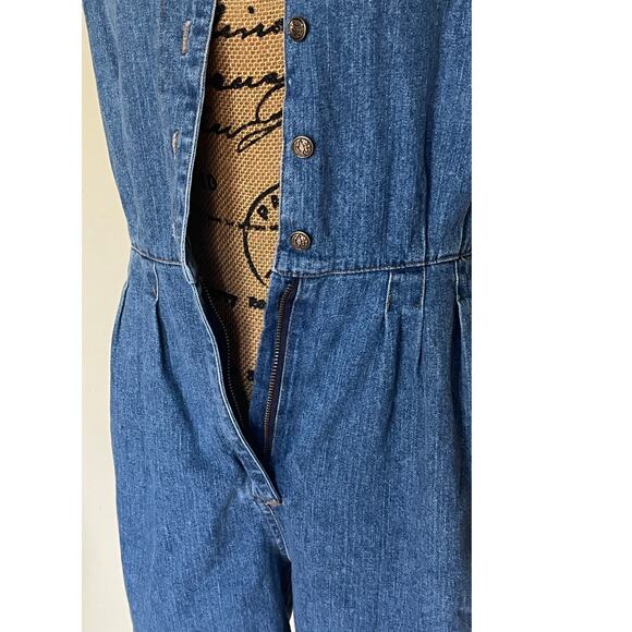 Vtg 90s St John’s Bay Blue Denim Sleeveless One Piece Shorts Romper Women’s M - Picture 8 of 9